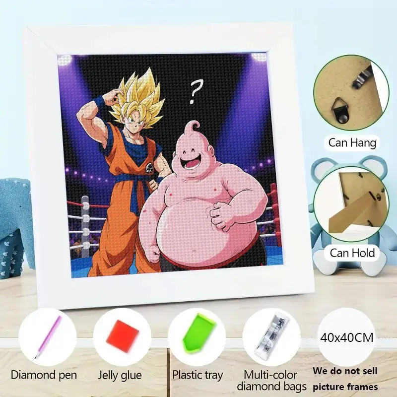 

1 шт. Dragon Ball Z 5D DIY Набор алмазной живописи, Super Saiyan Goku и Majin Buu Боксерское кольцо Полная дрель Горный хрусталь Вышивка Искусство, A