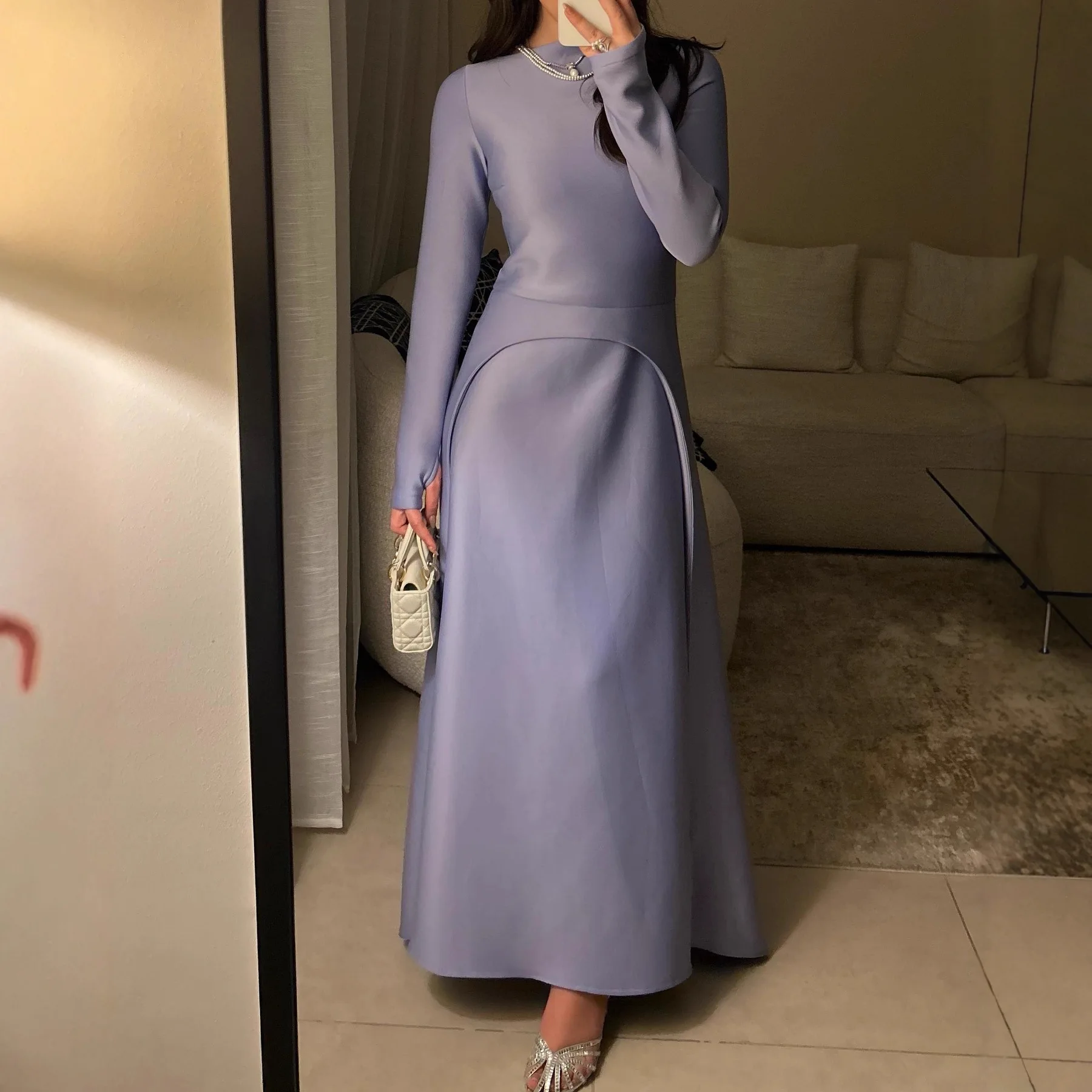 

Two Piece Set Women Outfit 2025 Spring Autumn Solid Color Elegant Temperament Long Sleeved Top & High Waist Slim Fit Skirt Set
