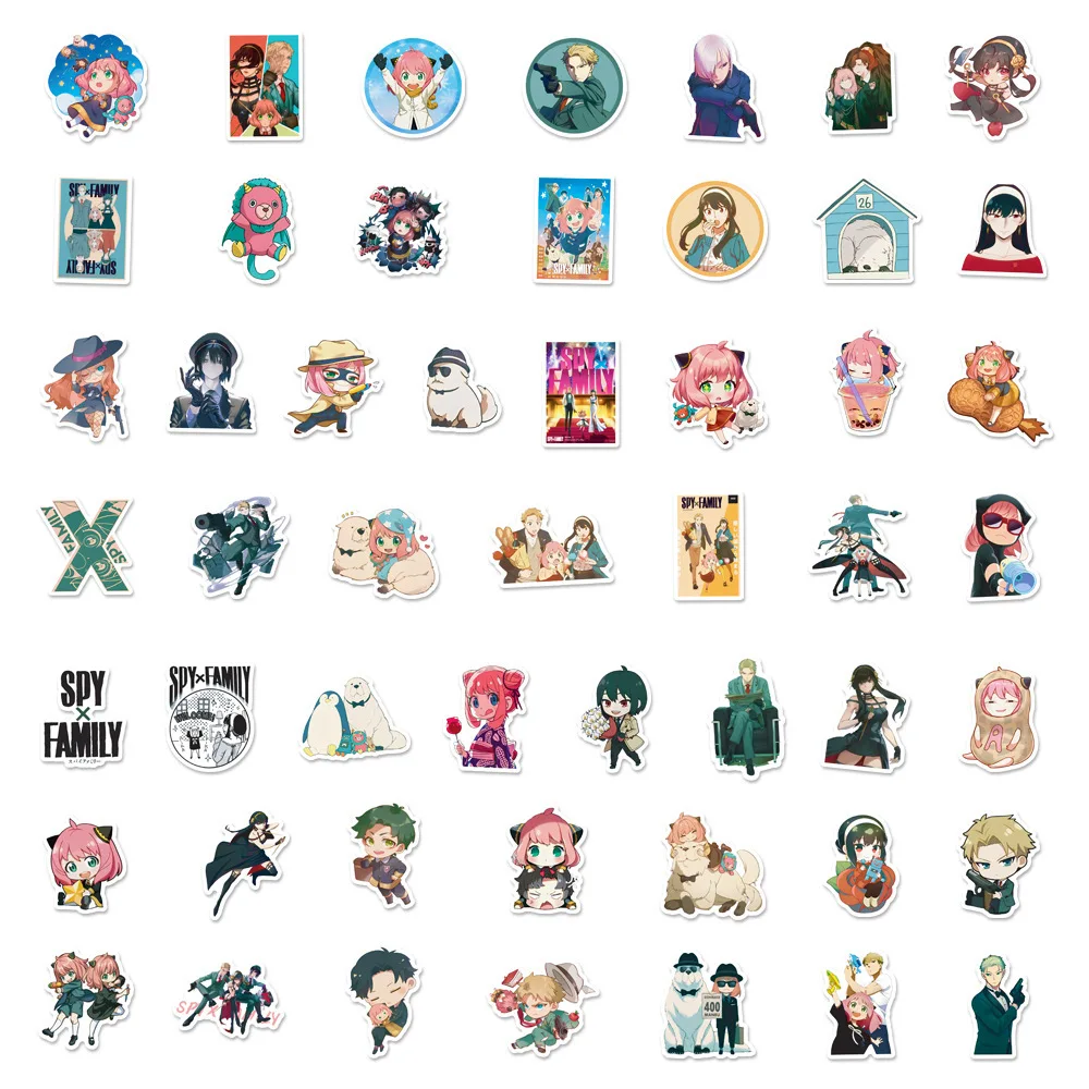 50Pcs Funny Anime SPY×FAMILY Anya Forger Stickers DIY Stationery Notebook Phone Laptop Cute Cartoon Decals Decoration