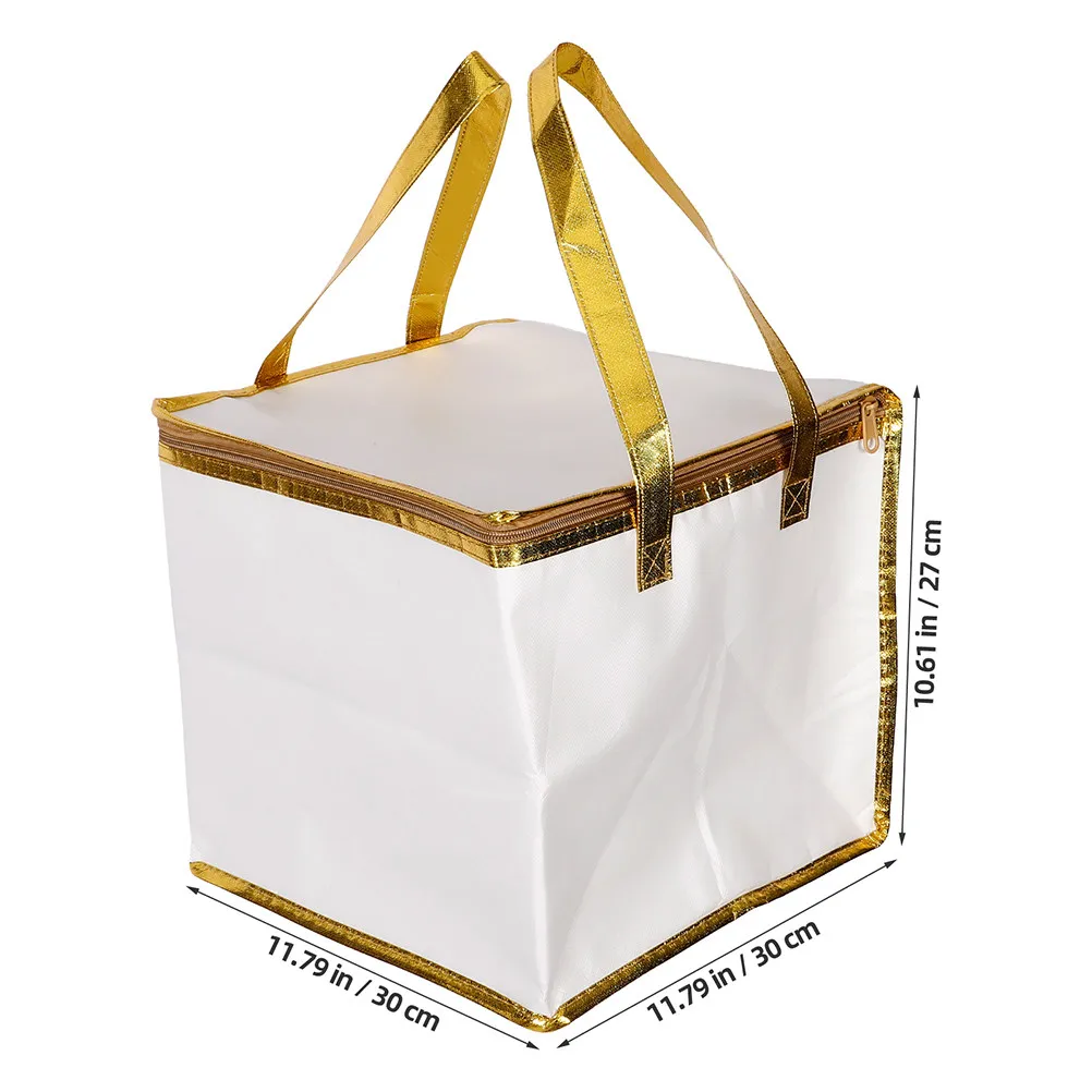 2Pcs Waterproof Insulated Cake Bag Nonwoven Thermal Dessert Carrier Spacious for 2 Cakes Bakery Delivery Picnic Grocery Cooler