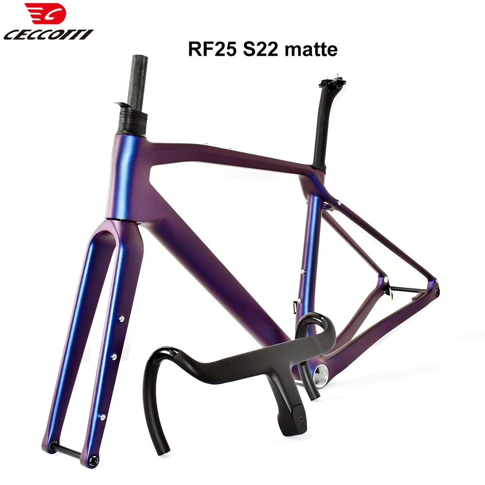 CECCOTTI Chameleon Color T1000 Carbon Gravel Frame 160/140 Disc Brake 700C*50C T47 BB Full Hidden Cable Gravel Bicycle Frameset
