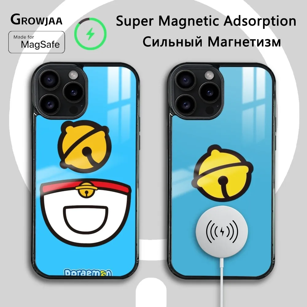 D-Doraemons Cute Cartoon Phone Case For IPhone 16 15 14 13 12 11 Pro Max Plus Mini Magsafe Mirror Wireless Magnetic Cover