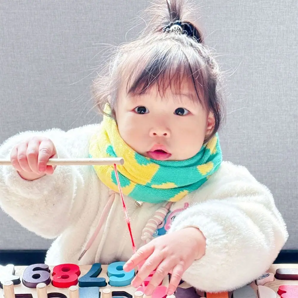 Fashion Warm Kids Winter Scarf Thick Windproof Neck Warmer Korean Cute Knitted Scarf Outdoor