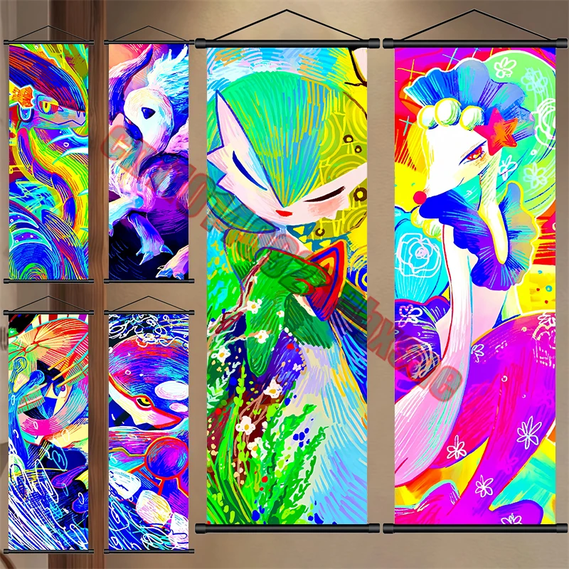 

Classic Anime Pokemon Gengar, Pikachu, Charizard Cool Art Scroll Painting Suitable for Bedroom Wall Decoration Children's Gift