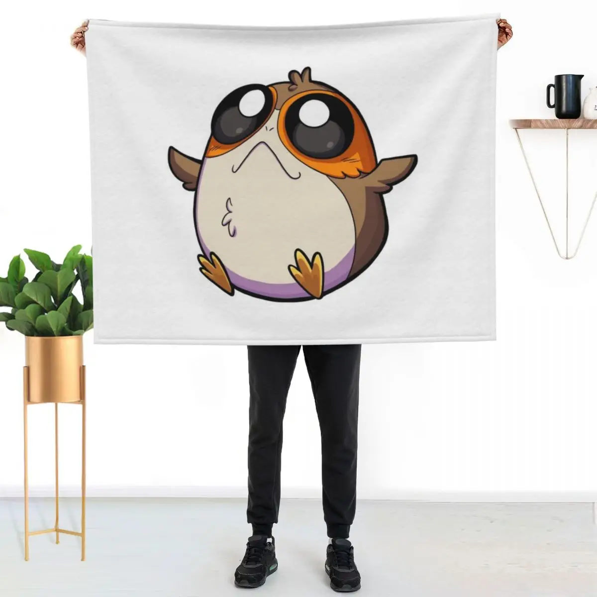 

Cute Porg Throw Blanket Foldable Soft Warm Blanket for Outdoor Use