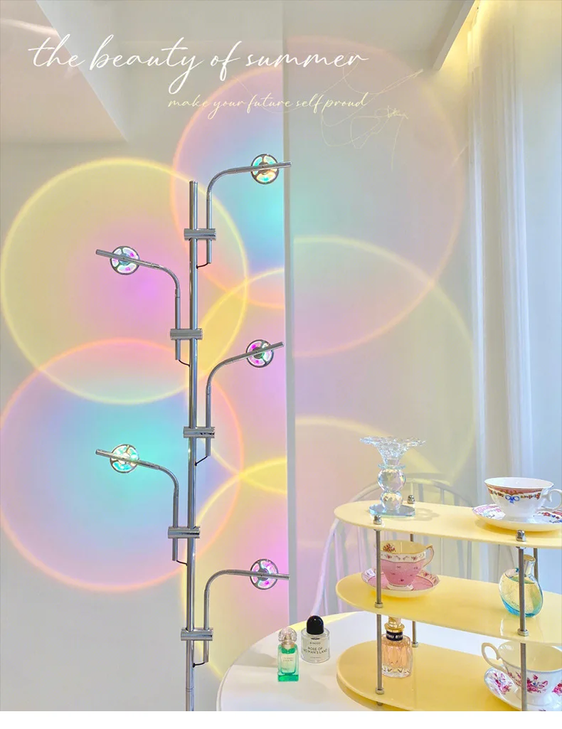 Luxury LED Projection Floor Lamp Nordic Rainbows Standing Lamps Art Bar Bedroom Bedside Floor Lights Home Decora Dropshipping
