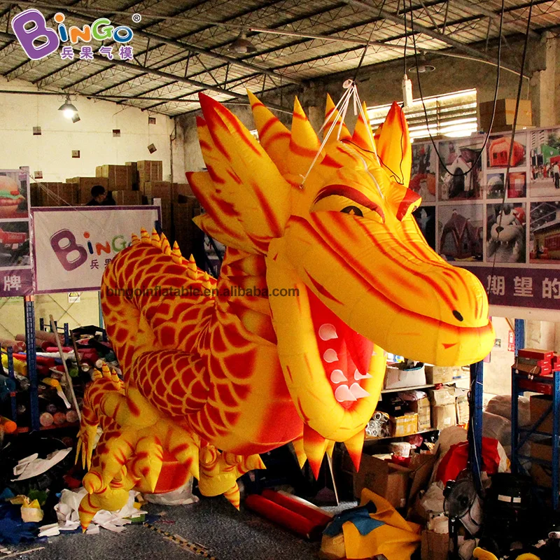 Hanging Inflatables Gold Dragon Event Parade Decoration 6.4x2.9x3.4 Meters Blow Up Chinatown Dragons Balloon