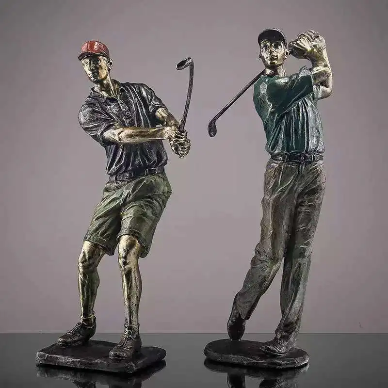 Golfer Figurine Statue Decor Vintage Golfer Sculpture Swinging A Golf Club Housewrming Gift Choice For Your Family Or Friends