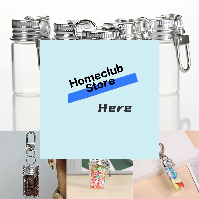 7/10ml Storage Bottle With Love Keychain Transparent Glass Bottles Aluminium Cap Empty Jars Liquid Containers Dispenser Decor