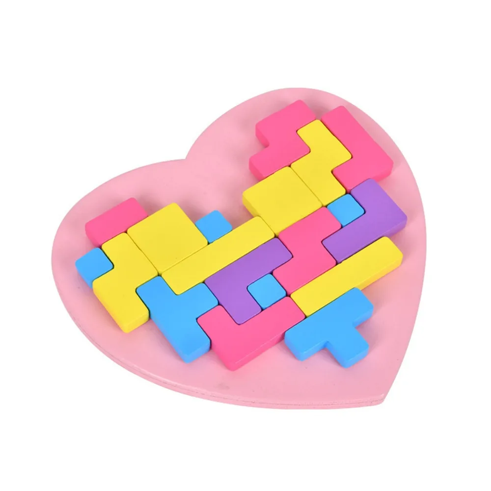 

Puzzle Stacking Love Unlock Building Block Preschool Learning Hands-on Ability Love Unlock Balance Toys Colorful Montessori