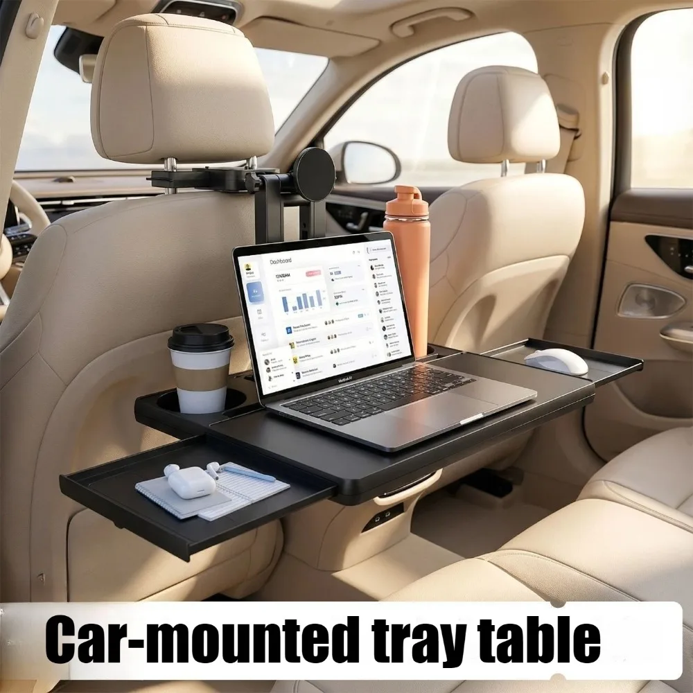 Foldable Car Tray Table Rear Seat Multifunctional Laptop Desk for Eating Writing Travel Camping Road Trip Vehicle Accessory