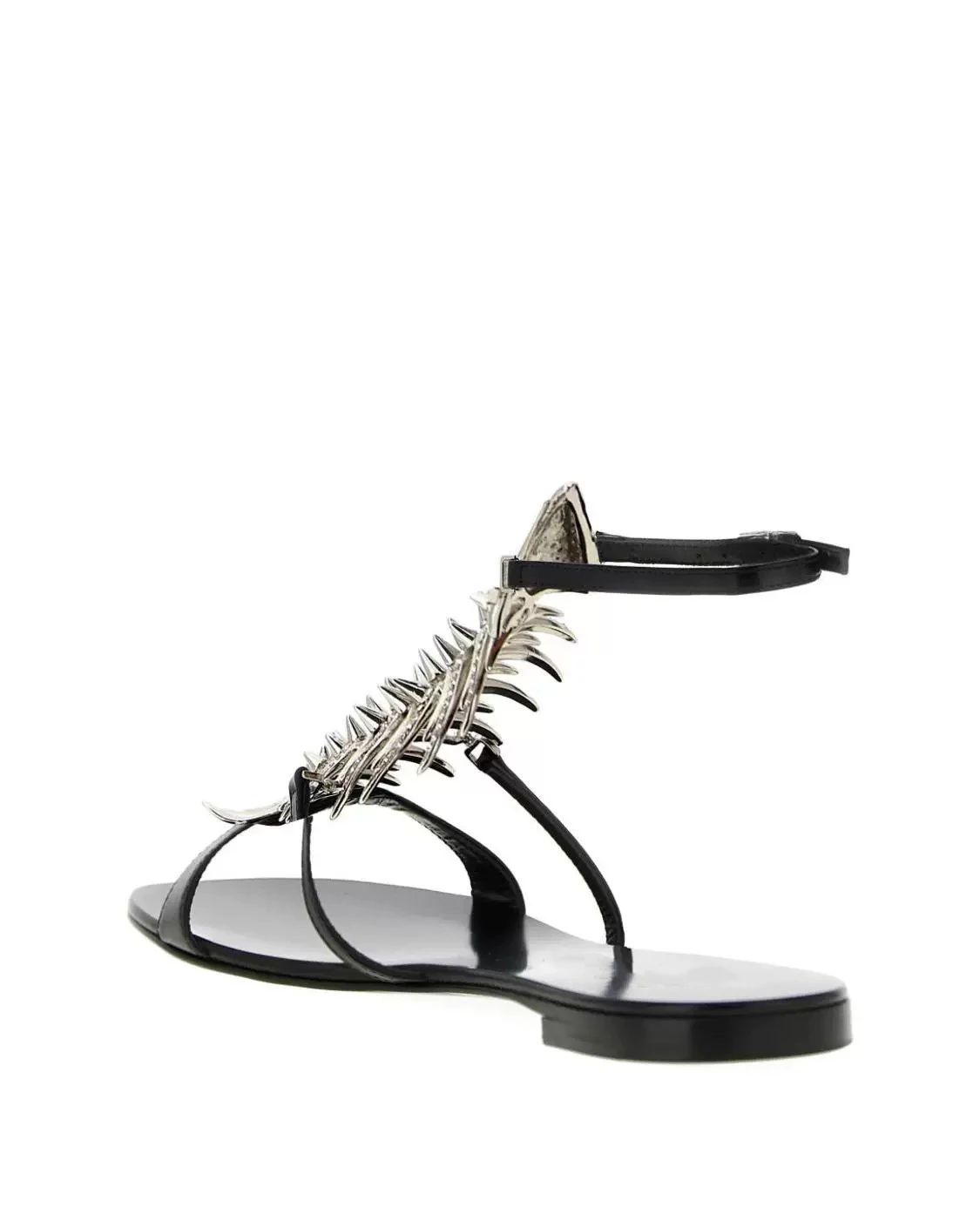 2026 Spring/Summer New Women's Fishbone Rhinestone Embellished Sandals Flat Round Toe Ankle Strap Modern Casual Sandals