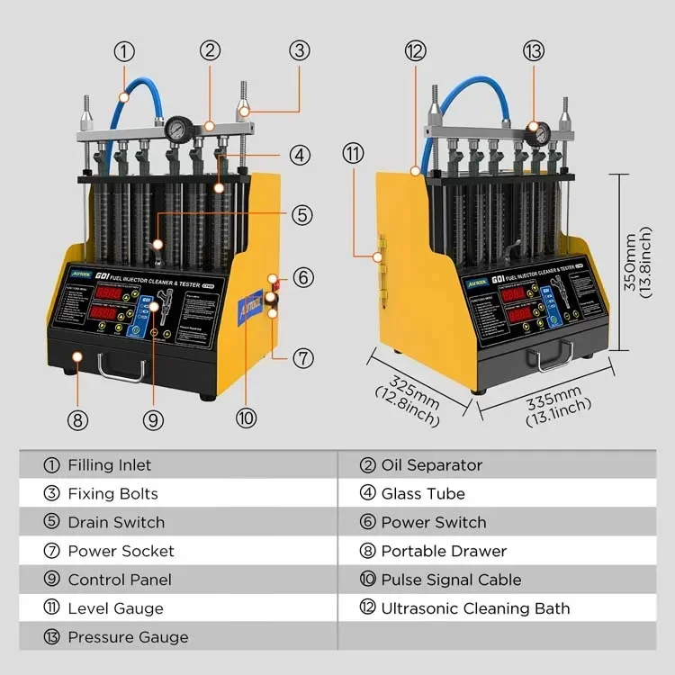 Automotive Diagnostic Machine 6 Cylinder High Pressure Car Engine Fuel Injector Cleaning Tester