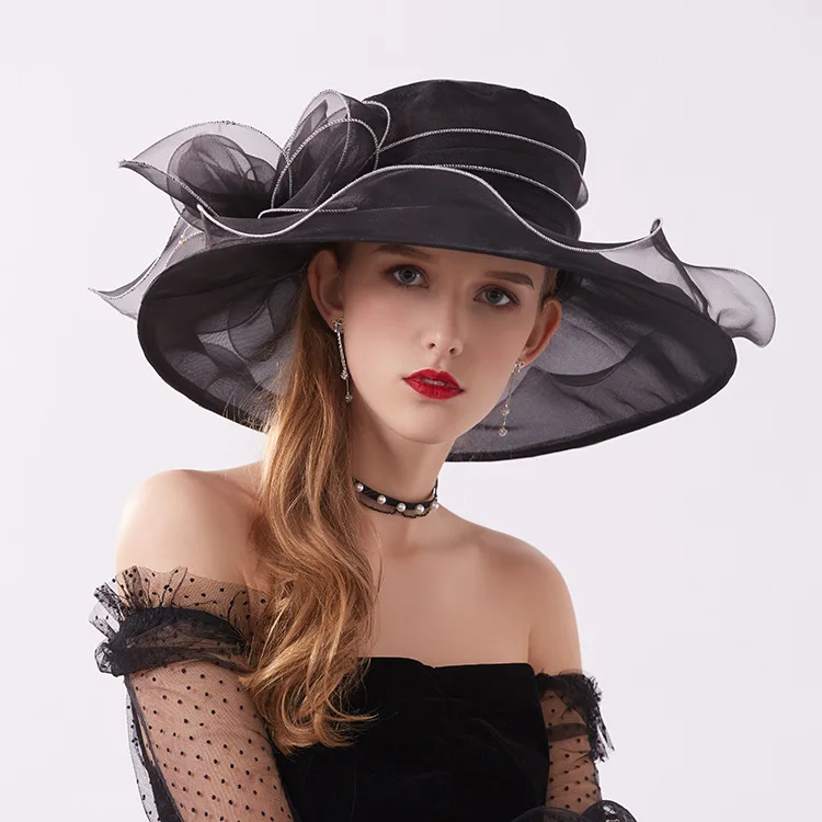 

Flower Mesh Breathable Organza Sun Cap Wide Brim Folding Bucket Hat Travel Beach Hat Wedding Bride Female Cap