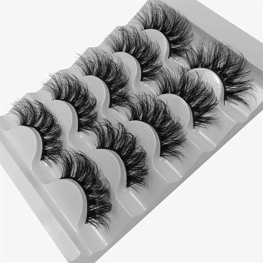 Faux cils en vison moelleux, extension de cils décoiffés, longue durée, volume dramatique, optique, 5 paires