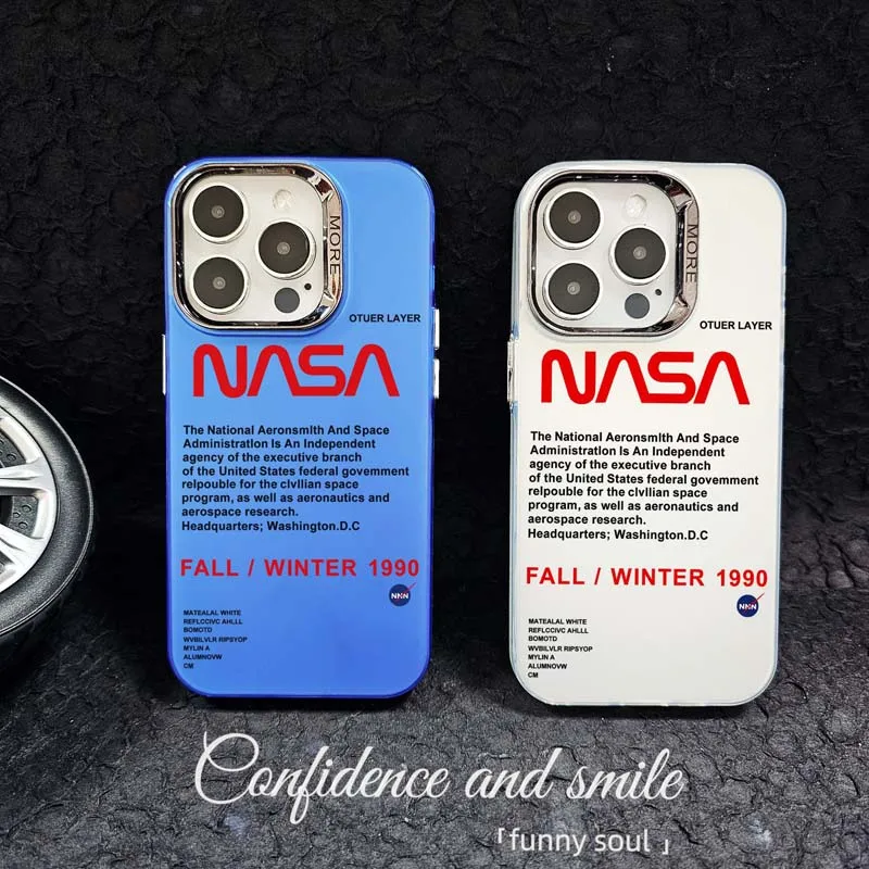 Handy hülle für iPhone 15 14 13 12 11 x xs xr pro max plus Hipster Nasa Text imd plattierte Rückseite Schutzhülle.