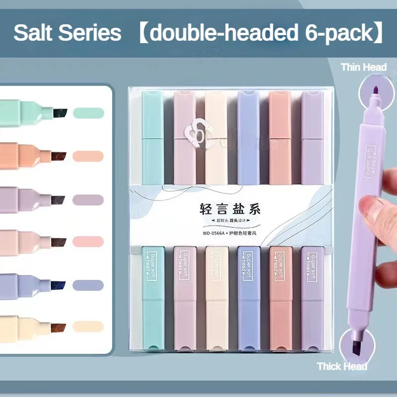 6 pz/set pennarelli evidenziatori a doppia punta Kawaii Manga pennarelli Midliner Pastel Gel Journal penne cancelleria forniture scolastiche per ufficio