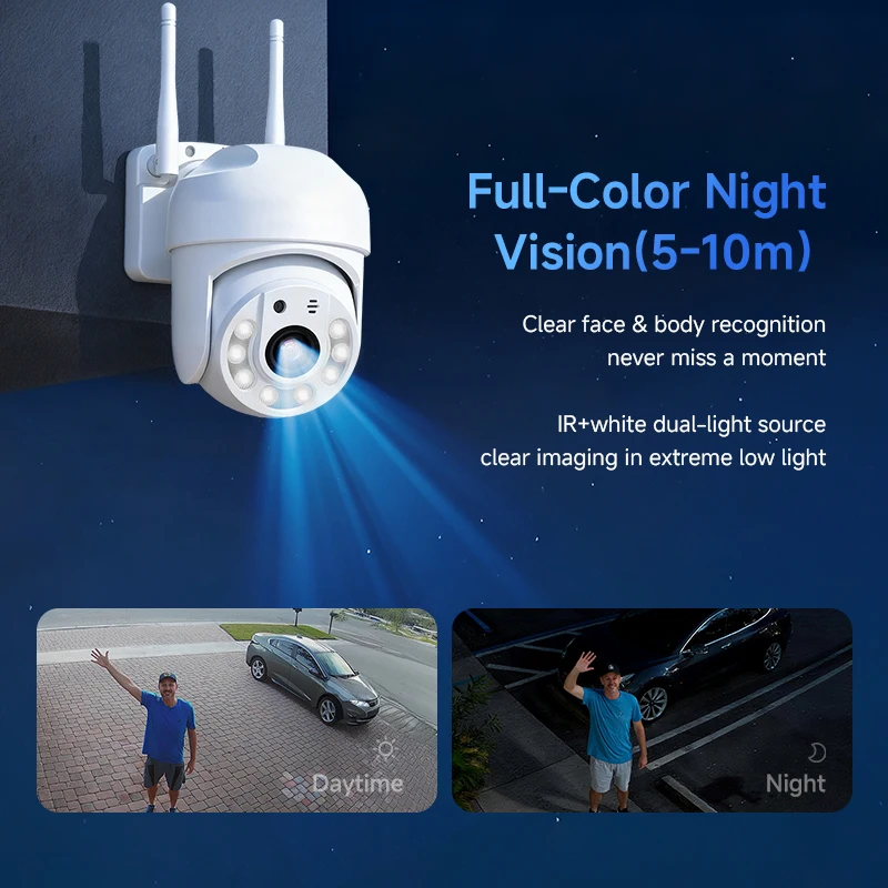 2K 4MP Outdoor WiFi Security Camera PTZ IP66 Waterproof IP Cam for Home