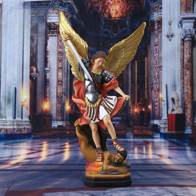 Statue St Michael Statue in Bronzed Resin St Michael The Archangel victoriously Over Satan Collection