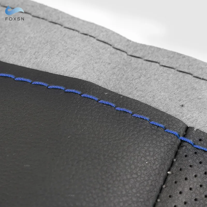 

For Fiat 500 500C 2013-2015 For Abarth 500 500C 595 595C 2009-2016 Perforated Leather Car Steering Wheel Cover Trim blue strip