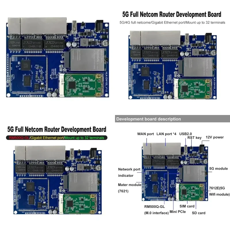 for 2.4G and 5.8G Dual Band WiFi 5G CPE Industry IoT Router Module Kit MT7621 + MT7612E with SD Card Slot