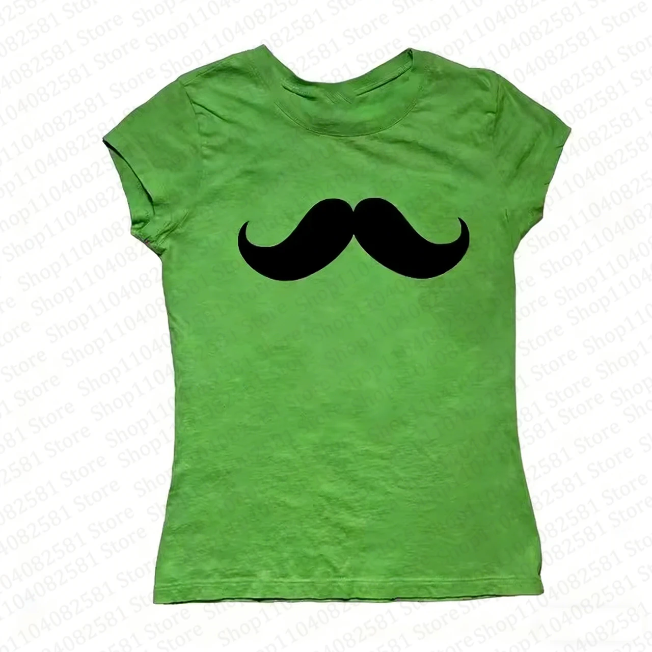 Harajuku punk gothic sexy crop top women's 90s summer fun beard print top fashionable slim fit top retro baby T-shirt Emo girl
