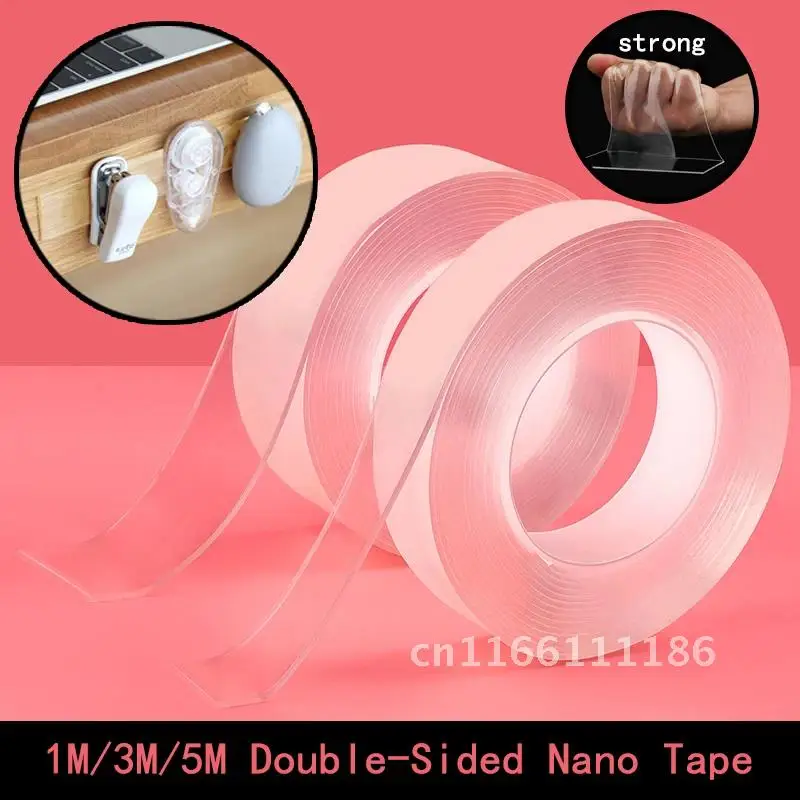 1/3/5M Transparent Nano Tape Washable Reusable Double-Sided Tape Adhesive Nano-no Trace Paste Fixer tape Cleanable House