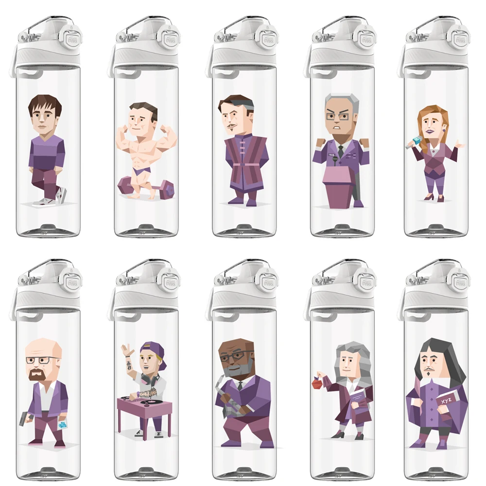 

620ML MBTI INTJ Transparent Plastic Bottle Summer Student Outdoor Cartoon Sports Drinking Portable Water Cup Child Gifts