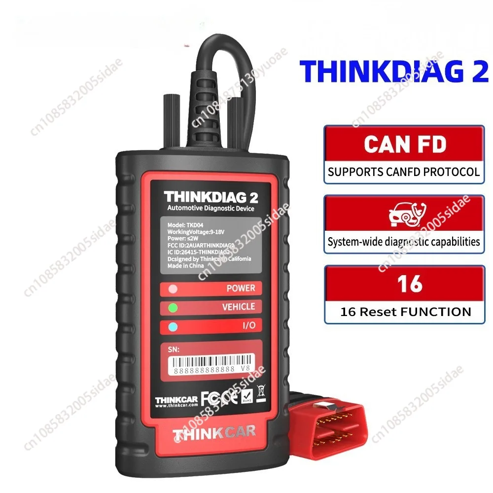 ThinkDiag 2 ALL software 1 Year Free Update Auto Diagnostic tool support CAN FD ECU Coding Active Test 16 reset OBD2 Scanner