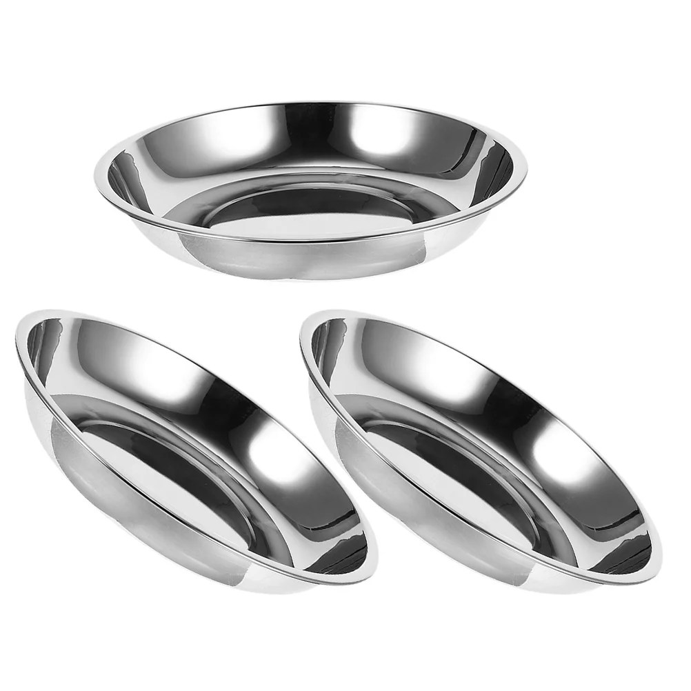 

3Pcs Stainless Steel Cat Bowl Shallow Rounded Edges Smooth Surface Easy Clean Pet Food Water Container Stable Bottom for Small