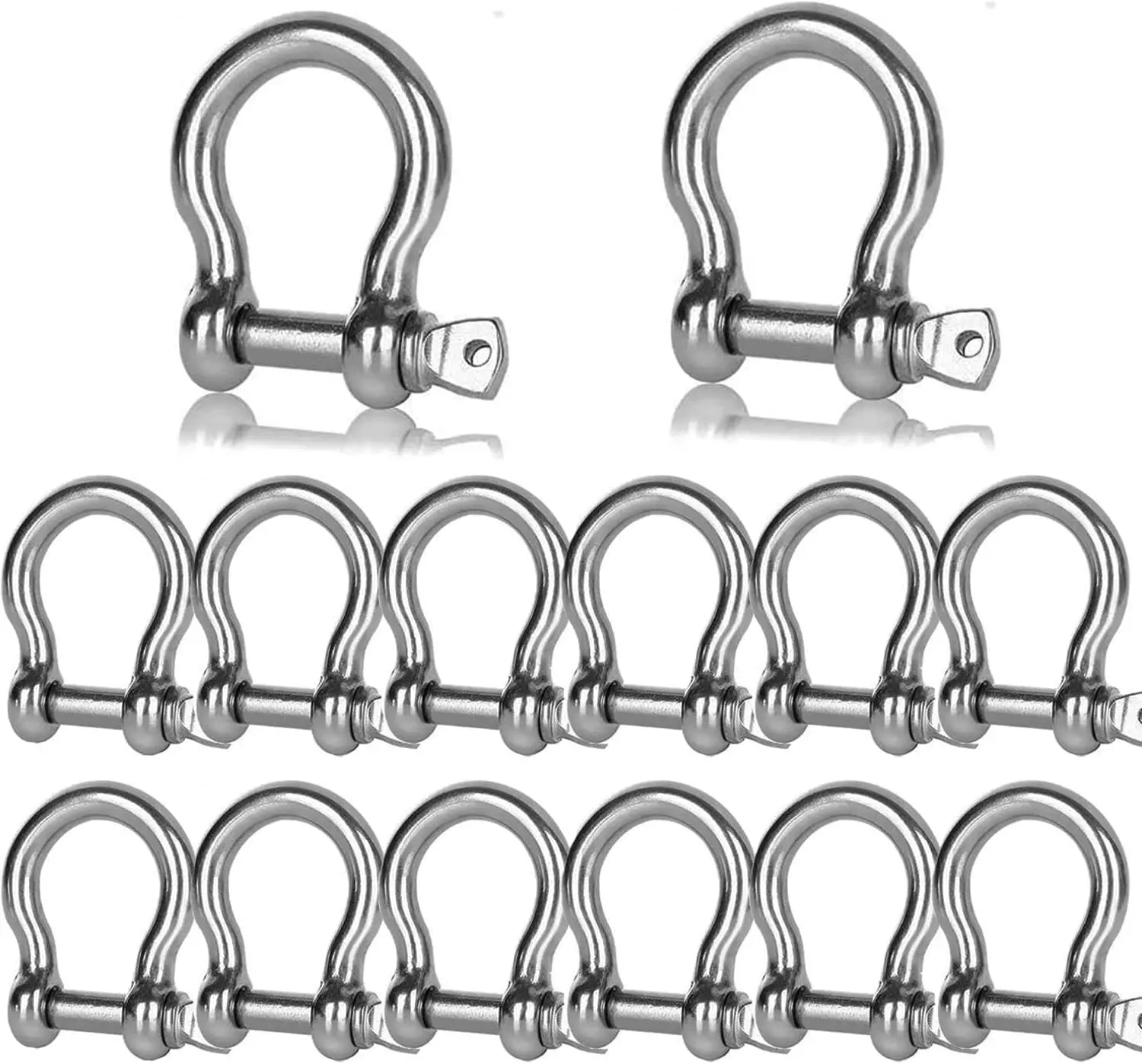 

14 PCS 5/16" Clevis Shackle Stainless Steel M8 Bow Shackle Heavy Duty Screw Pin for Anchor Towing Off Road Recovery
