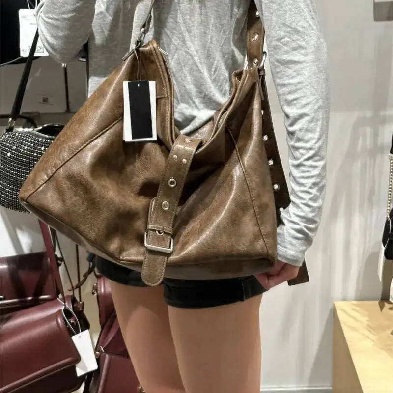 

Bloom Vintage Brown Shoulder Bags Wallets Women New Fashionable Pu Leather Large Capacity Tote Bag Ladies Retro Y2k Handbag