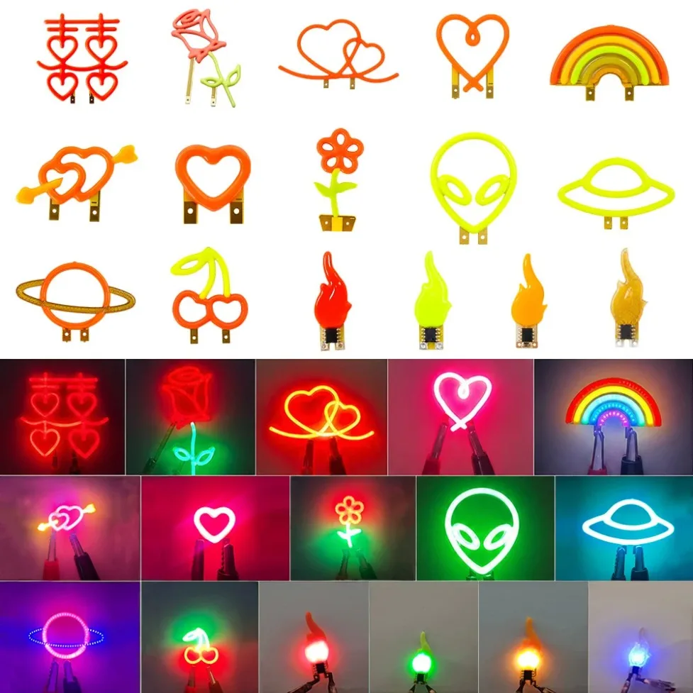 DC3V DIY LED Graphic Filament Edison Light Bulb Creative Decorative Light Source Holiday Party Wedding Decor Window Display Lamp