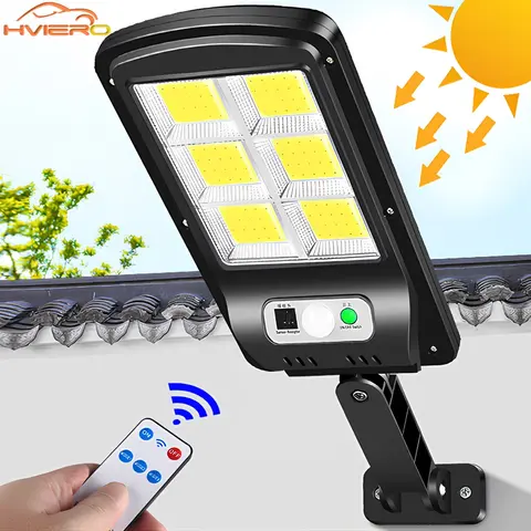 1X 300W potente Sensor de movimiento PIR Control remoto inteligente hogar Led COB IP65 luz Solar impermeable jardín al aire libre lámpara de calle de pared