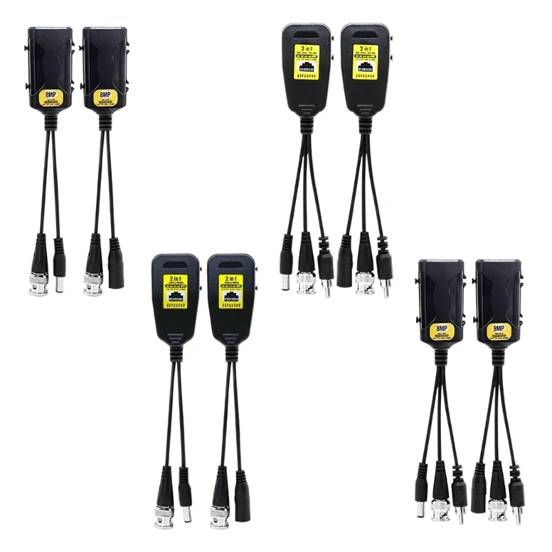 Analog CCTV Video Balun Adapter Set DC5521 Power Cable for Office and Warehouse M76A