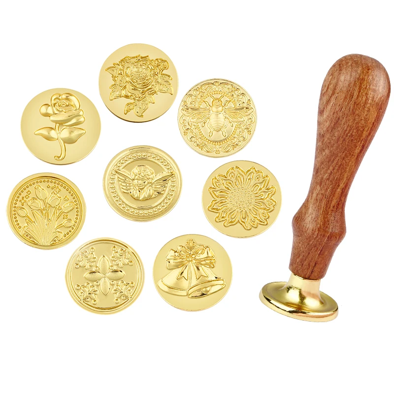 Flower Pattern Wax Seal Stamps Happy Birthday Antique Wooden Sealing Scrapbooking Sollos Stempel Diy Craft Wedding Decorative