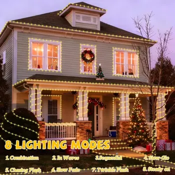1pc Solar LED Tube Light 100LED Tube Rope String Light 8 Modes with Outdoor PVC Tube Light Solar Fence Light For Home Garden Yard Party Party Decoration 3
