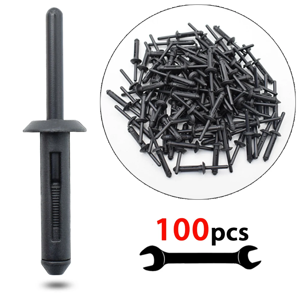 100Pcs Nylon Rivet Clip Bumper Fastener For Ford GM For Chrysler Jeep Wrangler JK Dodge Avenger Auto Retainer Car Accessories