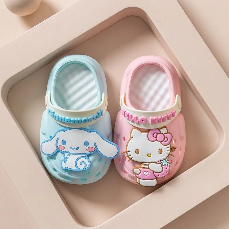 Kawaii Sanrio Children Slippers Hello Kitty Cinnamoroll Cartoon Anime Cute Home Bathroom Bathing Anti-Slip Sandal Kids Toys Girl