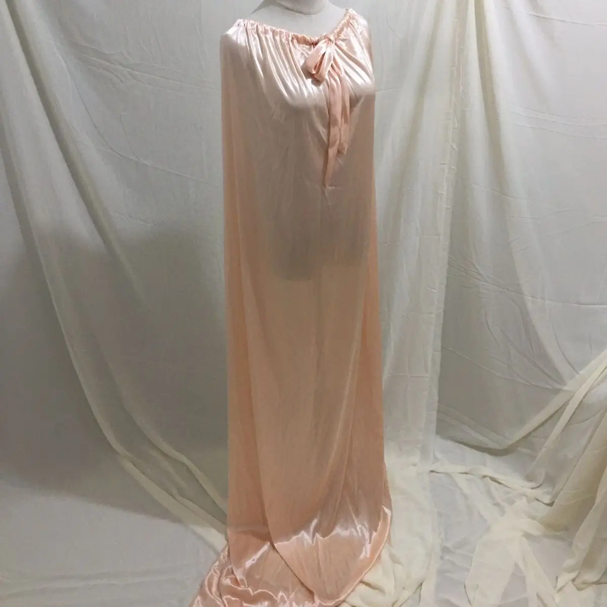 Wide0.7m Glossy Satin Loose Maxi Dress Ice Silk Sleeveless Sexy Long Sleeping Bag