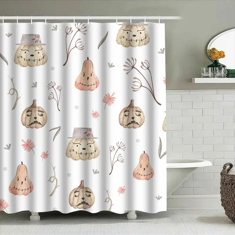 

1 шт., милая занавеска для душа на Хэллоуин с тыквой и пугалом, декоративный декор для ванной комнаты