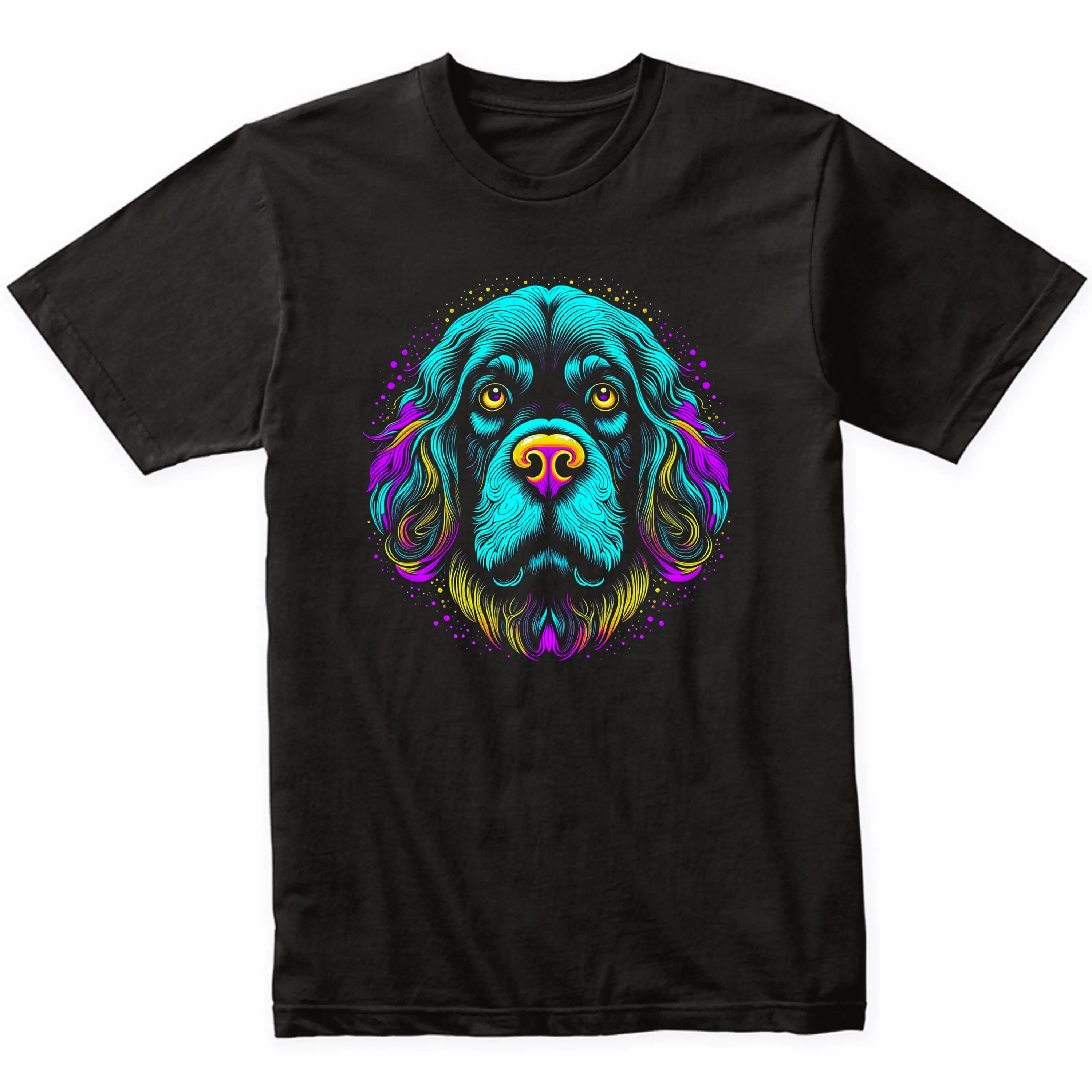 Newfoundland Psychedelic Dog Art T Shirt Newfie Owner Vibrant Colorful Bright Watercolor Rainbow