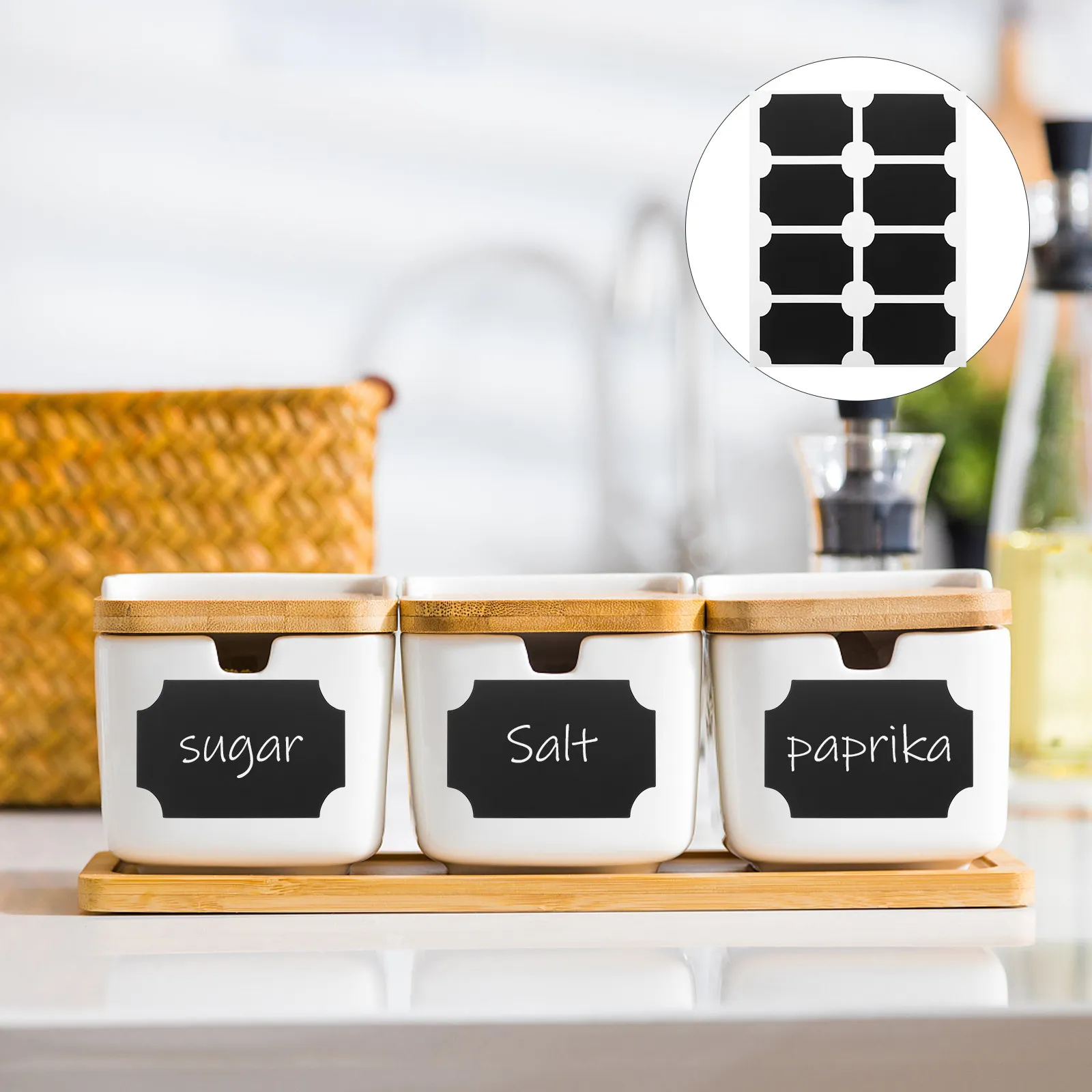 

20 Sheets Writable Label Stickers Blackboard Style Self Adhesive Name Tags for Jar Spice Organization Home Store Classification