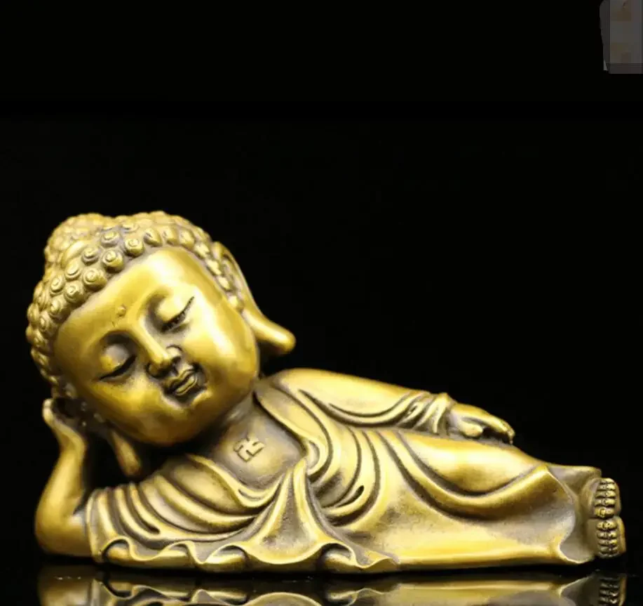 

Copper Statue Reclining Buddha, pure bronze Buddha, Sakyamuni Buddha, antique bronze ware, religious Buddha supplies