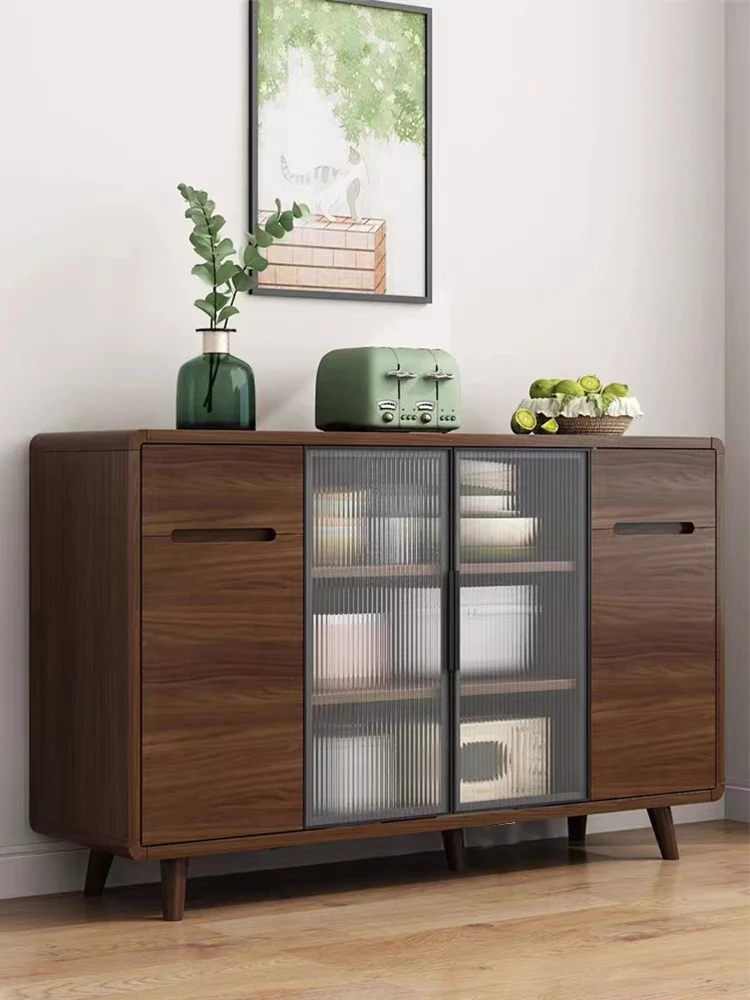 Solid wood frame sideboard, modern and simple living room, wine cabinet, pantry, kitchen storage cabinet,