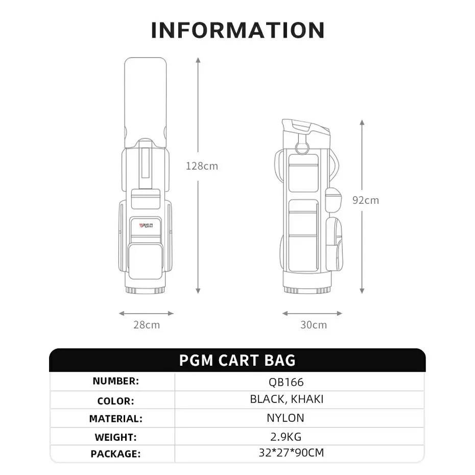 PGM Waterproof Golf Stand Bags Mens Women New Design Club Fixing Port Lightweight 14 Way Divider Sports Golf Cart Bag QB166