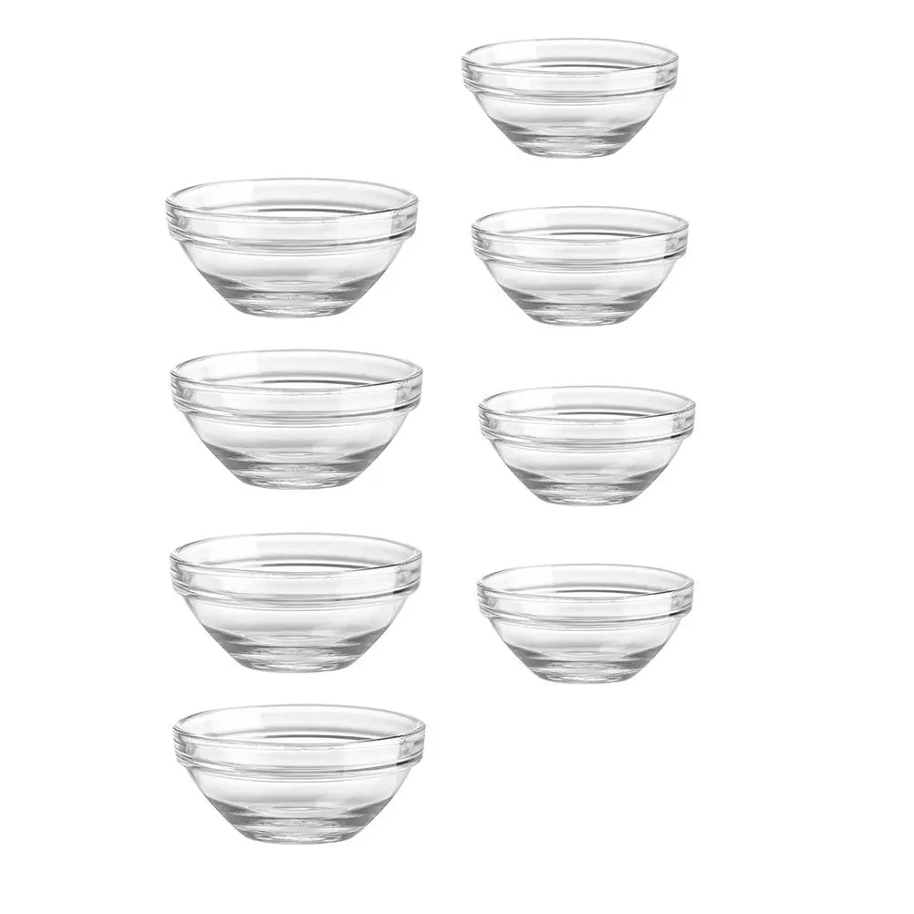 

8Pcs Glass Food Bowls Set Multi Purpose Pudding Storage Containers Smooth Surface Dishwasher Safe Perfect for DIY Desserts and