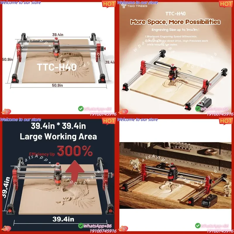 2026 For Twotrees 1m*1m CNC Engraving Machine 800w 20w Module Wood Carving ATC 1m*1m Working TTC-H40 Larger Size