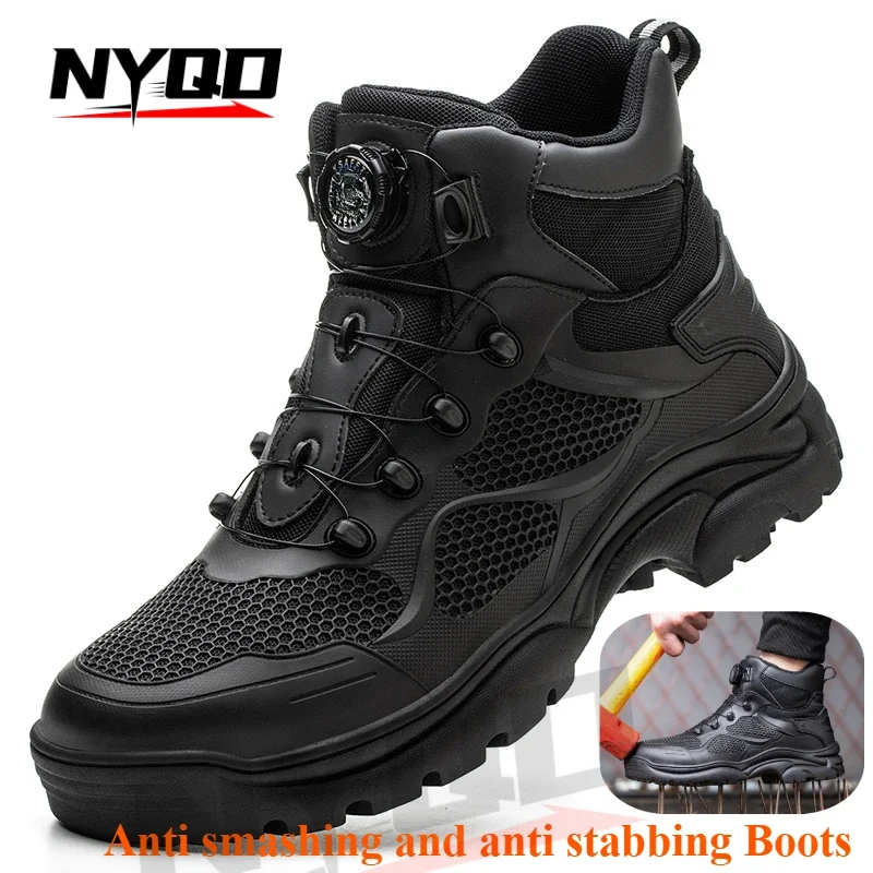 Waterproof Safety Boots Men Indestructible Steel Toe Anti-smash Stab-resistant Safety Shoes Motorcycle Botas Para Hombre