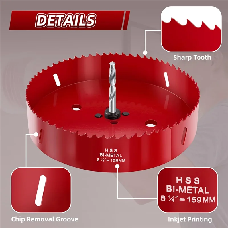 

6.25 In Hole Saw For Recessed Lights,6-1/4Hole Saw With Dust Bowl Kit For Can Lights,6 Inch Hole Cutter For Ceiling Wood
